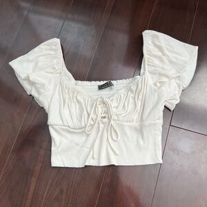 Blue Blush Cream Puff Sleeve Blouse